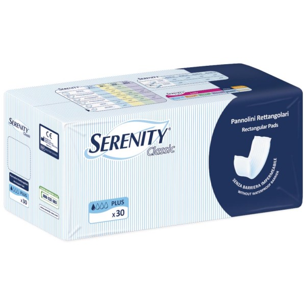 Serenity Classic Pannolini Rettangolari Plus Senza Barriera 30 Pezzi