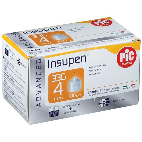 Pic Solution Insupen Advanced 100 Aghi per Penna 33G 4mm
