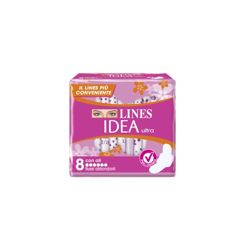 LINES IDEA Ultra 8 ASSORBENTI con ALI per FLUSSI ABBONDANTI