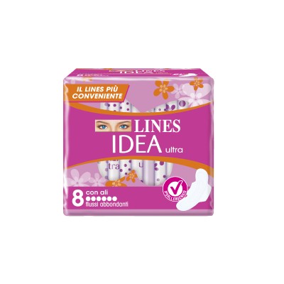 LINES IDEA Ultra 8 ASSORBENTI con ALI per FLUSSI ABBONDANTI