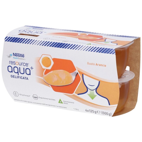 Resource Aqua+ Acqua Gelificata Gusto Arancia 4 Vasetti da 125 g