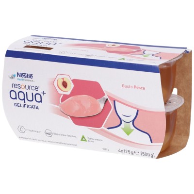 Resource Aqua+ Acqua Gelificata Gusto Pesca 4 Vasetti da 125 g