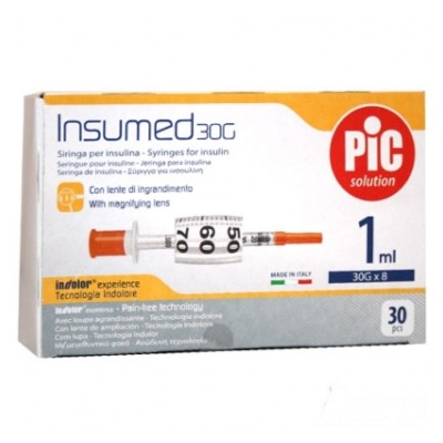 PiC Solution Insumed 30G x 8mm 30 Siringhe da insulina 1 ml