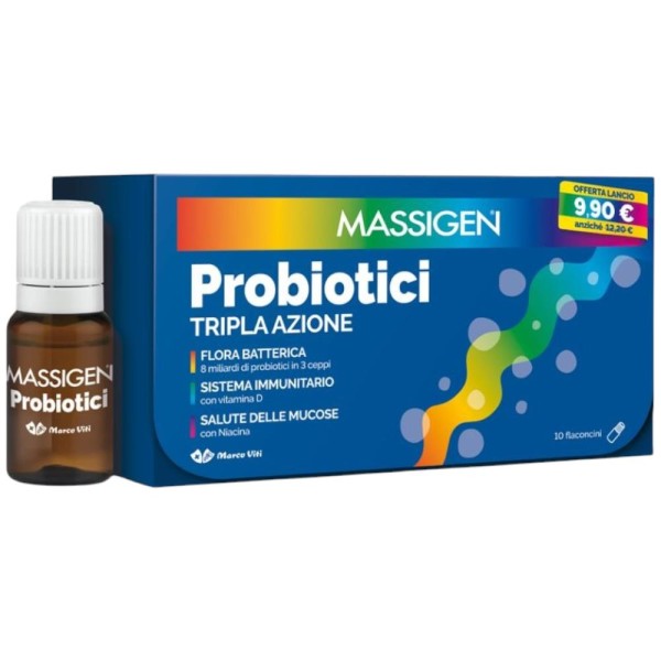 Massigen Probiotici Tripla Azione 10 Flaconcini