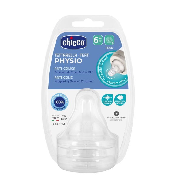 Chicco Tettarella Flusso Pappa 6M+ Physio Silicone 2 pezzi