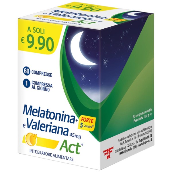 Melatonina + Forte 5 Complex e Valeriana Act 60 Compresse