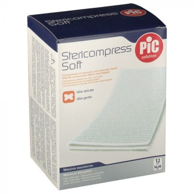 PiC Solution Stericompress Soft Compresse di Garza Sterili in TNT 36cm x 40cm 12 garze