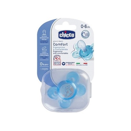 Chicco PhysioForma Comfort 0-6m Succhietto Silicone Azzurro 1 Pezzo