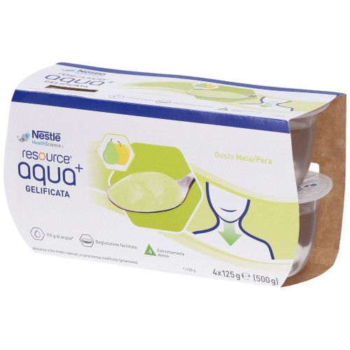 Resource Aqua+ Acqua Gelificata Gusto Mela Pera 4 Vasetti da 125 g