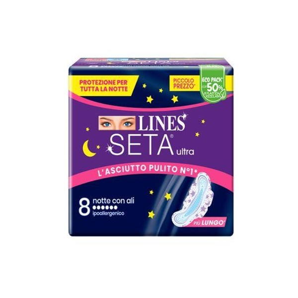Lines Seta Ultra 8 Assorbenti Notte con Ali