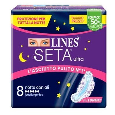 Lines Seta Ultra 8 Assorbenti Notte con Ali