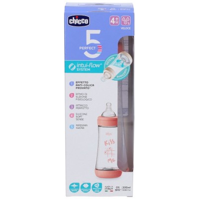 Chicco Perfect 5 Biberon Rosa 300 ml Flusso Veloce