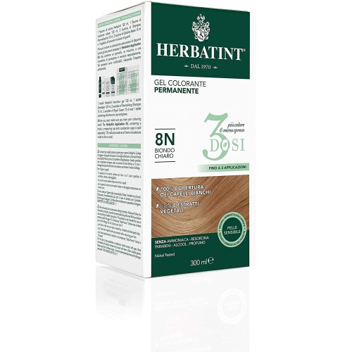 Herbatint Gel Colorante Permanente per Capelli 3 Dosi 8N Biondo Chiaro