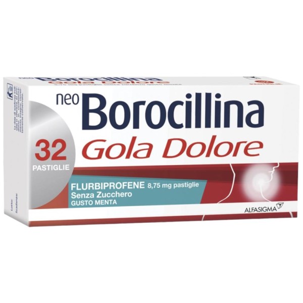 neoBorocillina Gola Dolore 32 Pastiglie Senza Zucchero Gusto Menta