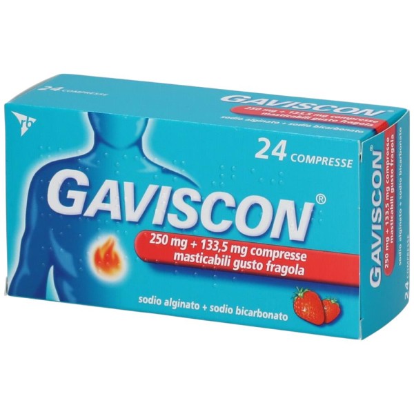 Gaviscon 24 Compresse Compresse Masticabili Fragola 250mg + 133,5mg