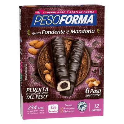 Pesoforma Barrette Cioccolato Fondente e Mandorla 12 pezzi