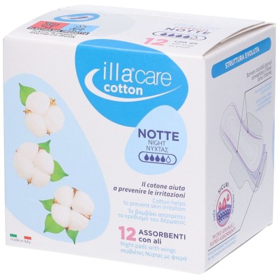 Illa Care Cotton 12 Assorbenti da Notte con Ali