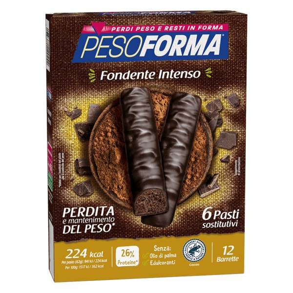 Pesoforma Barrette Cioccolato Fondente Intenso 12 Pezzi