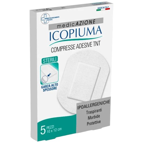 Icopiuma Medicazione Compresse Adesive TNT 5 Garze 10x12cm