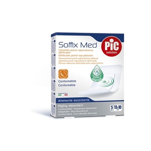 PiC Solution Soffix Med Cerotto Post-Operatorio Delicato 5 Pezzi 10x10
