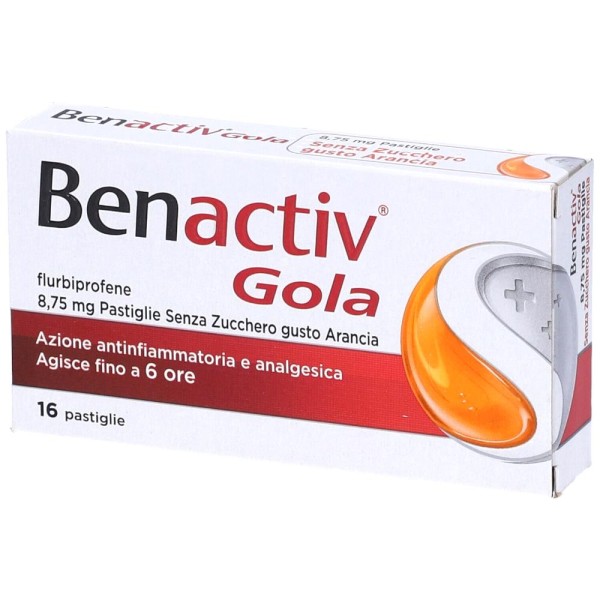 Benactiv Gola 8,75mg 16 Pastiglie Senza Zucchero Arancia