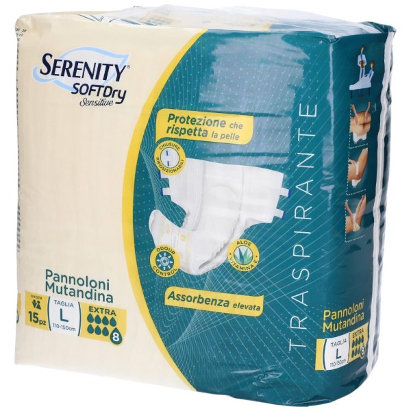Serenity SOFTDry Sensitive Pannolone Mutandina Extra Taglia L 15 Pezzi
