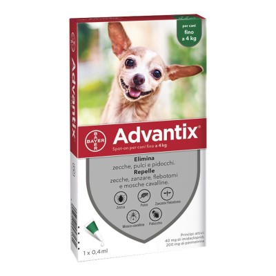 Advantix Spot On Cani Fino a 4 Kg 1 Pipetta 0,4ml