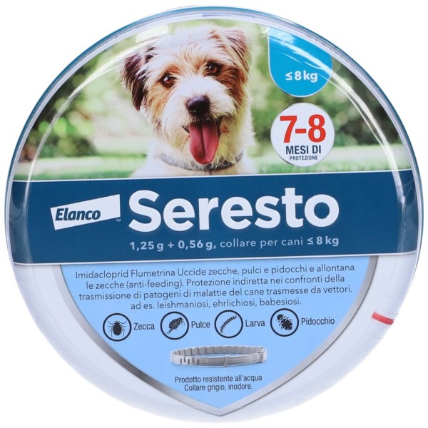 SERESTO Collare Cani da 1-8 Kg Contro Pulci e Zecche Fino a 8 Mesi