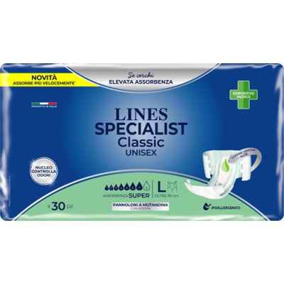 LINES SPECIALIST Classic Super 30 Pannoloni a Mutandina Misura GRANDE