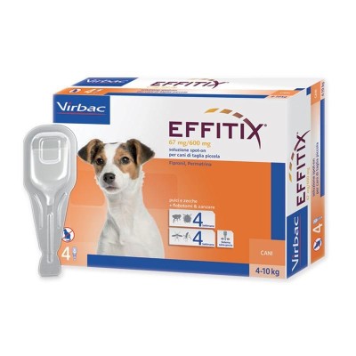 Effitix 67+600mg Soluzione Spot On Cani Taglia piccola 4-10 Kg 4 Pipette 1,10ml
