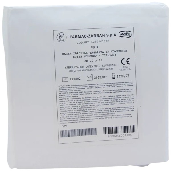 Garza Idrofila Tagliata in Compresse Stese Monouso 25 x 25 cm 1 Kg