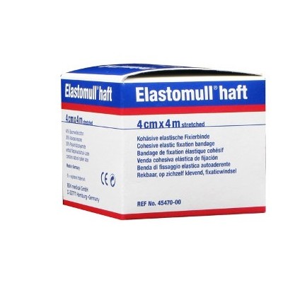 Leukoplast Elastomull Haft Benda di Fissaggio Elastica Autoaderente 4cm x 4m