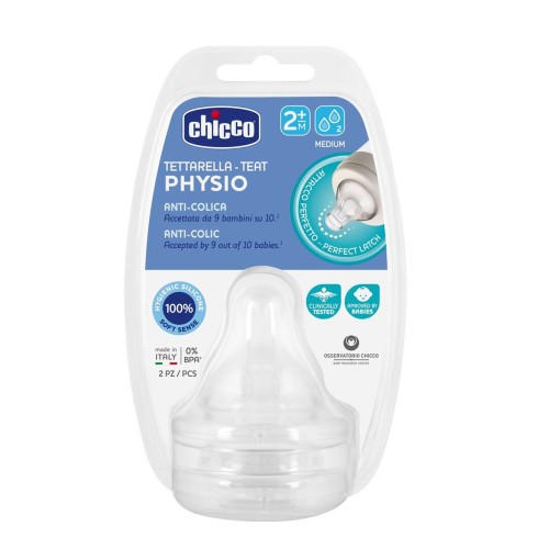 Chicco Tettarella Flusso Medio 2M+ Physio Silicone 2 pezzi