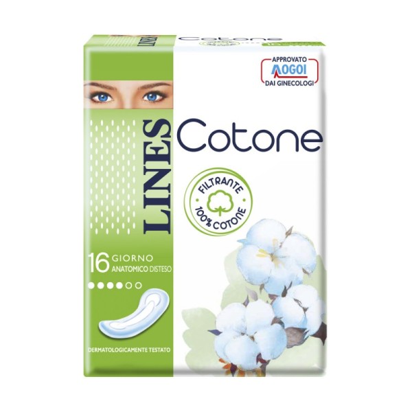 LINES Cotone 16 ASSORBENTI SOTTILI GIORNO ANATOMICI