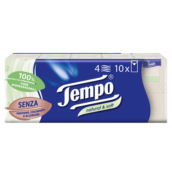 Tempo Fazzoletti Natural & Soft 10 Pacchetti