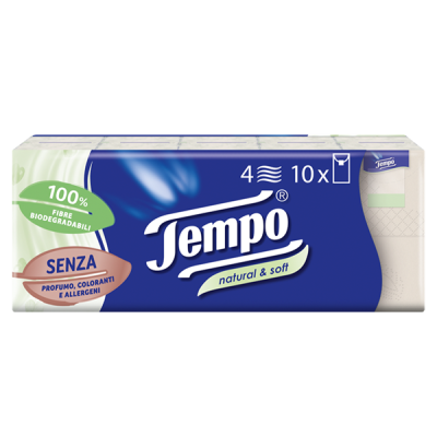 Tempo Fazzoletti Natural & Soft 10 Pacchetti