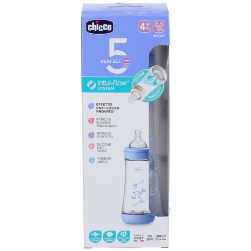 Chicco Perfect 5 Biberon Azzurro 300 ml Flusso Veloce