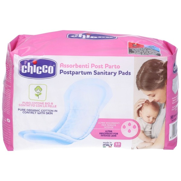 Chicco 10 Assorbenti Post Parto in Cotone Biologico