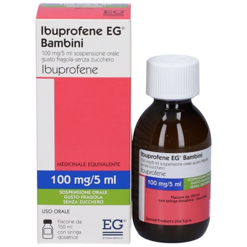 Ibuprofene EG Bambini 100mg/5 ml Sciroppo Gusto Fragola Senza Zucchero