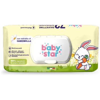 Baby Star 72 Salviettine con Estratto di Camomilla